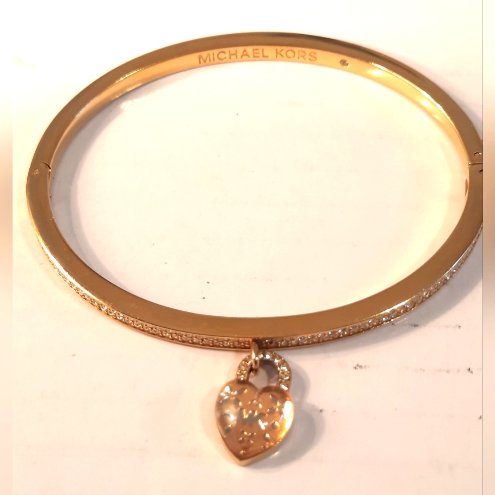 Michael Kors Goldtone  Bangle Bracelet with Heart Charm